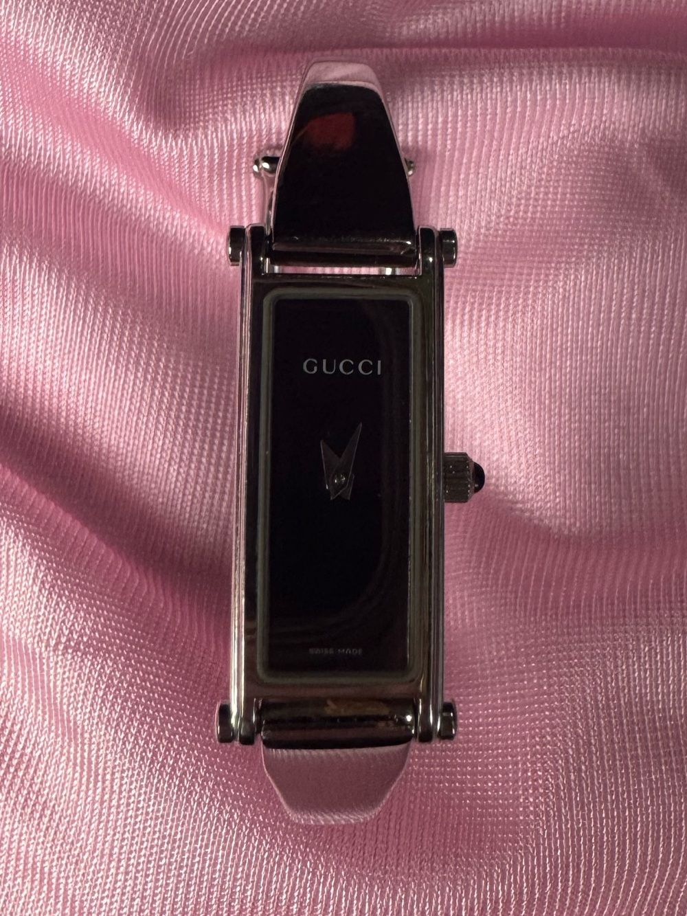 Gucci Black Dial Stainless Steel Bangle Watch